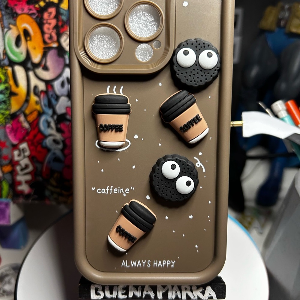 iPhone 15 pro case coffee themed silicone new